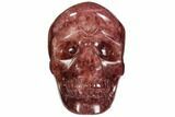 Carved, Strawberry Quartz Crystal Skull - Madagascar #108775-1